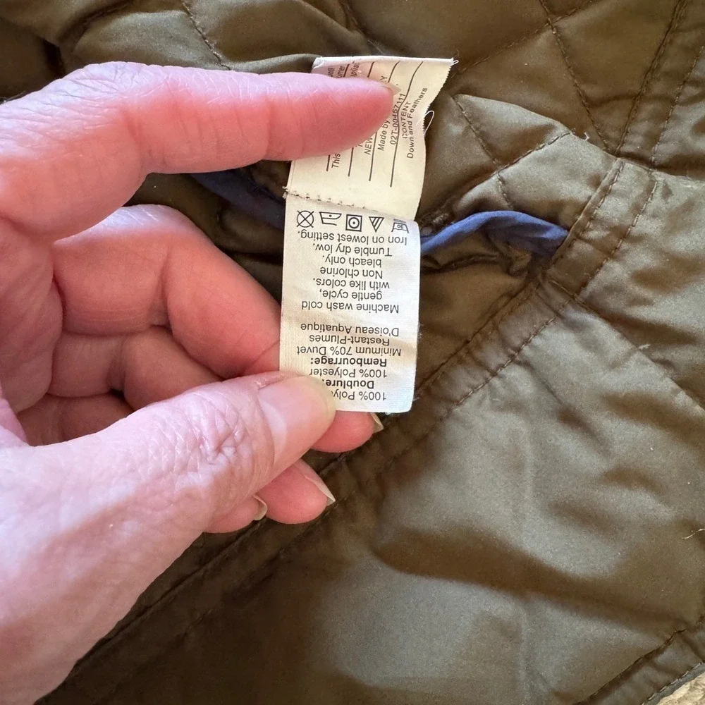 JCrew Olive Green Quilted Barn Jacket Corduroy Collar Sz.‎ XS